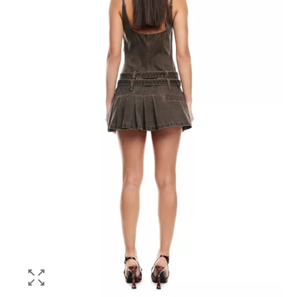Lioness Biker Denim Mini Dress with Belt - Picture 4 of 5